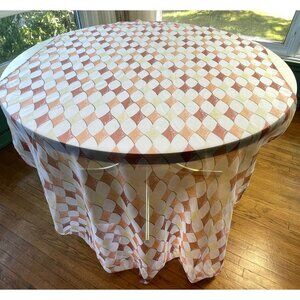 Vintage 70s curtain, sheer, orange brown white geometric pattern, single panel